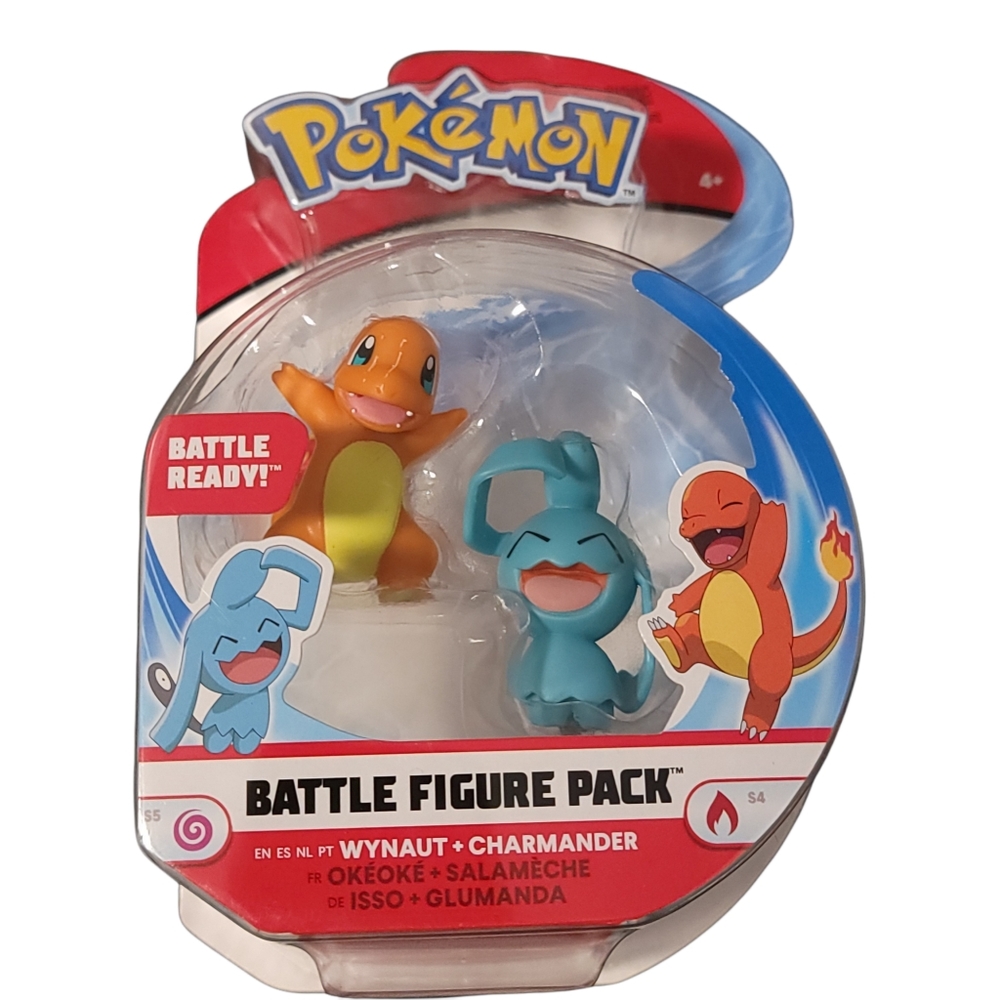 Jazwares Pokemon Wynaut Shadow Bright Charmander Fire Lizard Battle Figures Pack